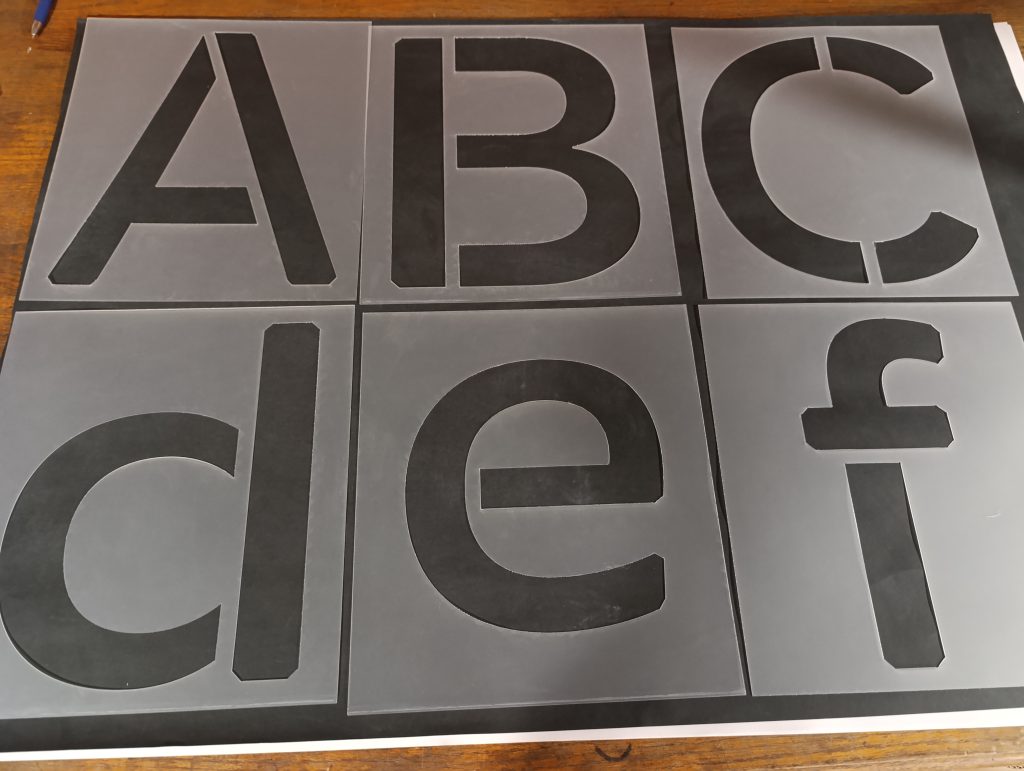 Modern alphabet letter stencils featuring a clean, contemporary font style for crafting and signage projects.