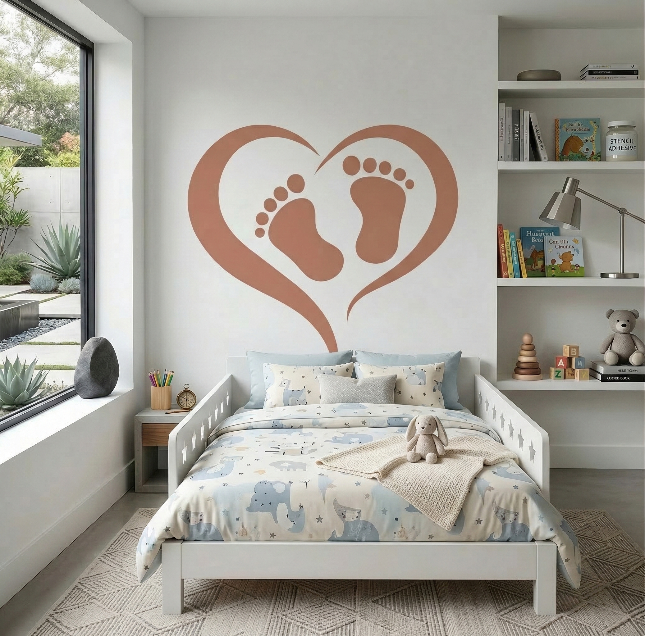Heart Baby Footprints Symbol Stencil - Image 2