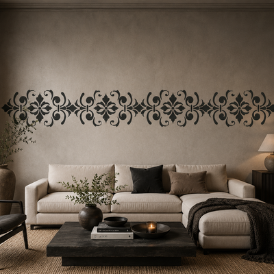 Barokk Damask Minta Stencil