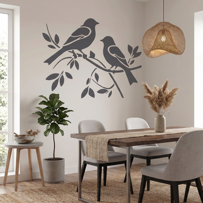 Stencil de Parede Dois Pássaros em um Galho
