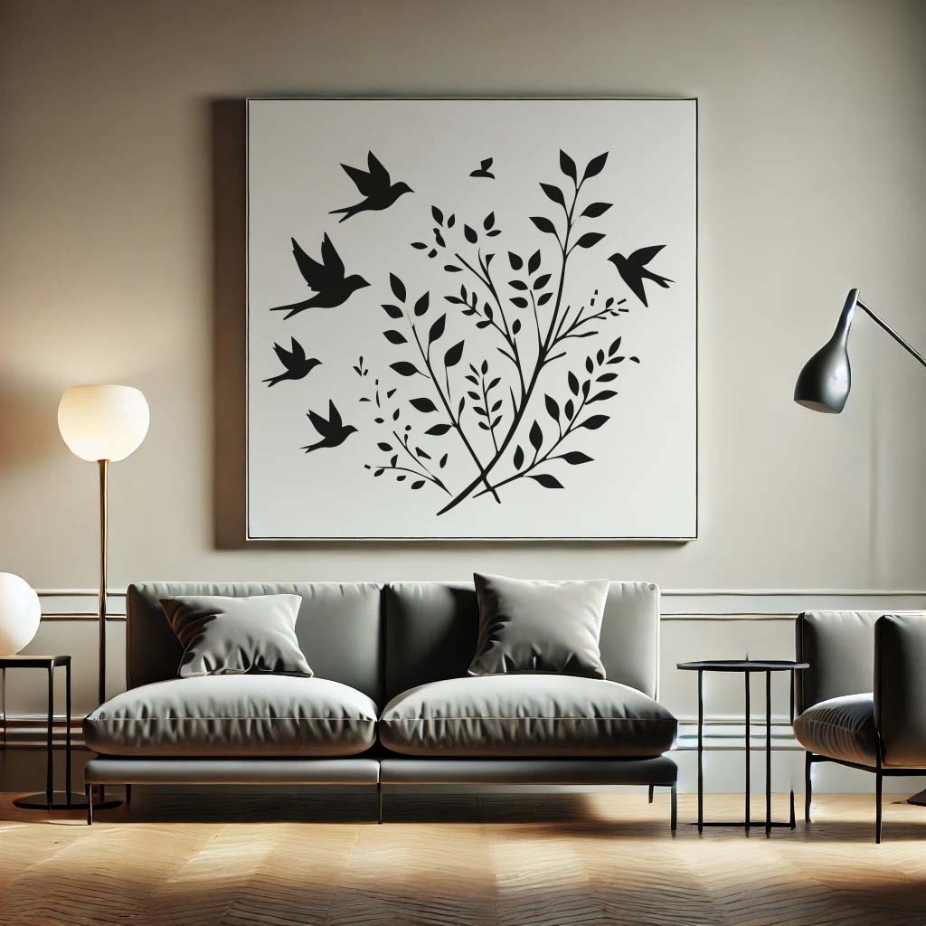 Birds on Branches Stencil