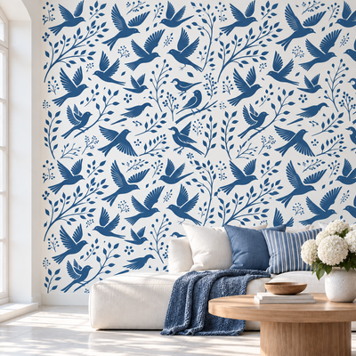 Bird Silhouette With Branches Stencil