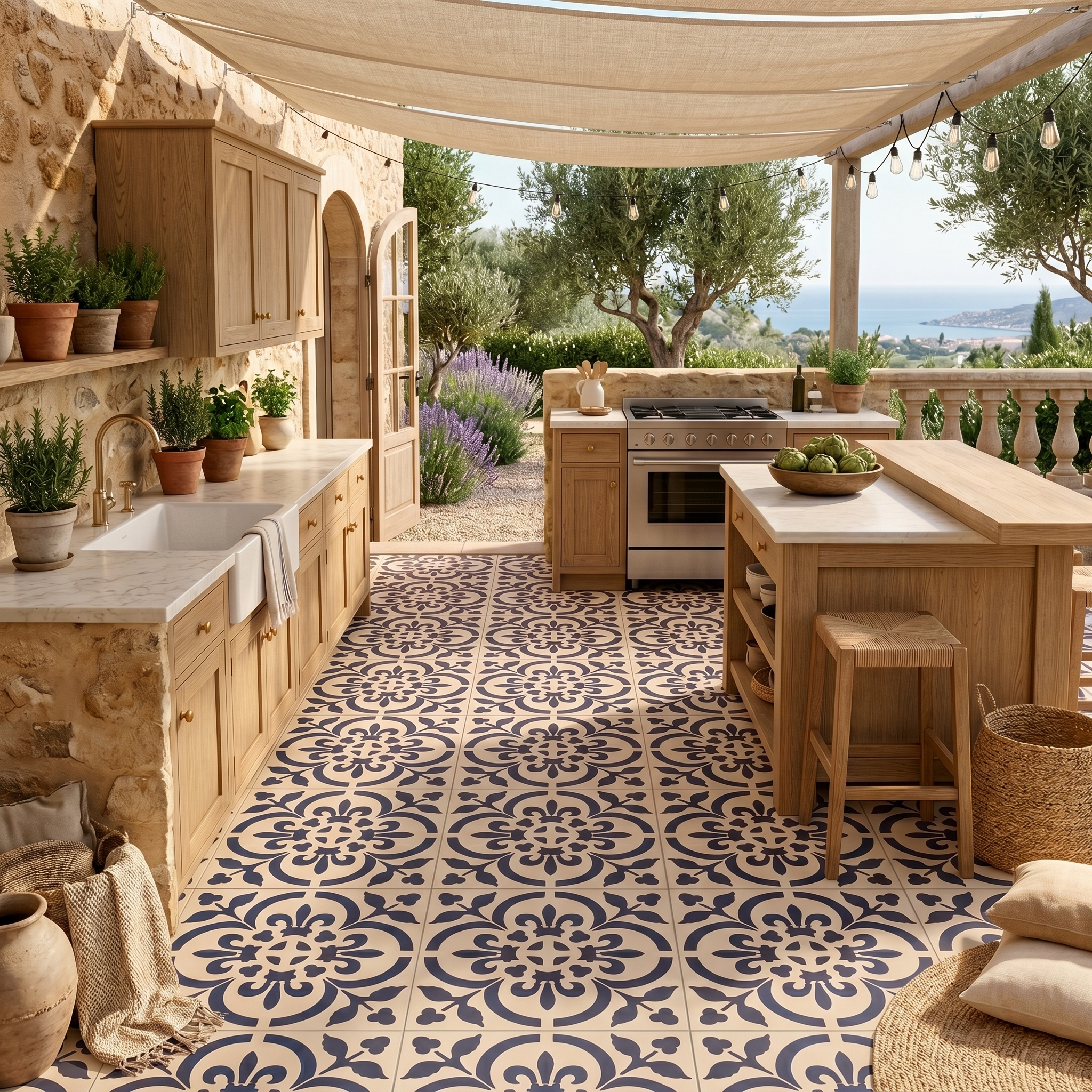 Mediterranean Bloom Tile Stencil - Image 2
