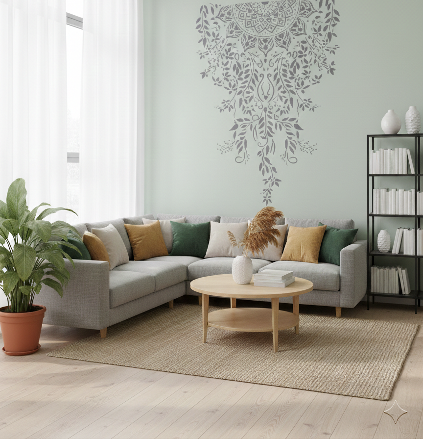 Στένσιλ Μποέμ Μάνταλα με Κληματίδες - Image 2