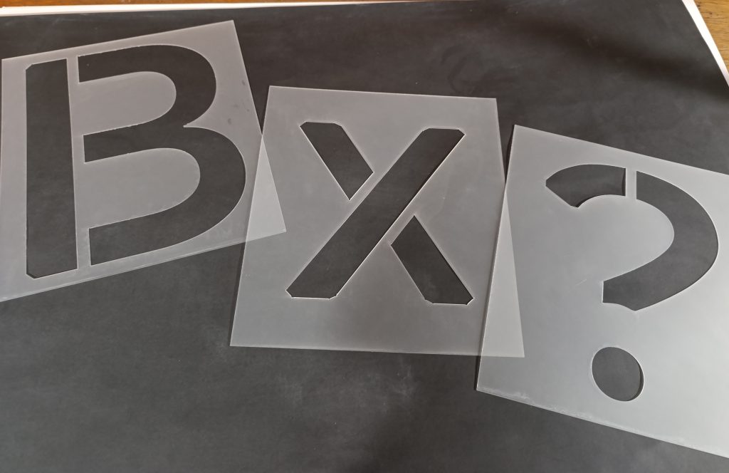 Bold letter and symbol stencils featuring thick, high-contrast cut-out characters for clear marking, signage, and creative projects.
