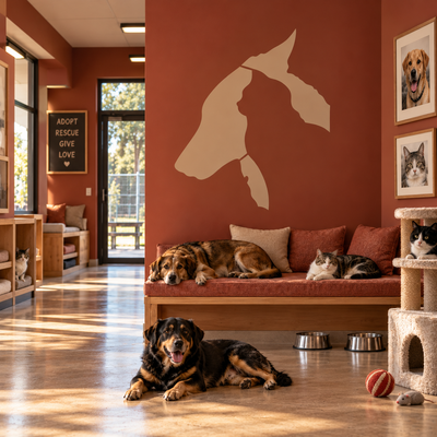 Cat and Dog Silhouette Stencil