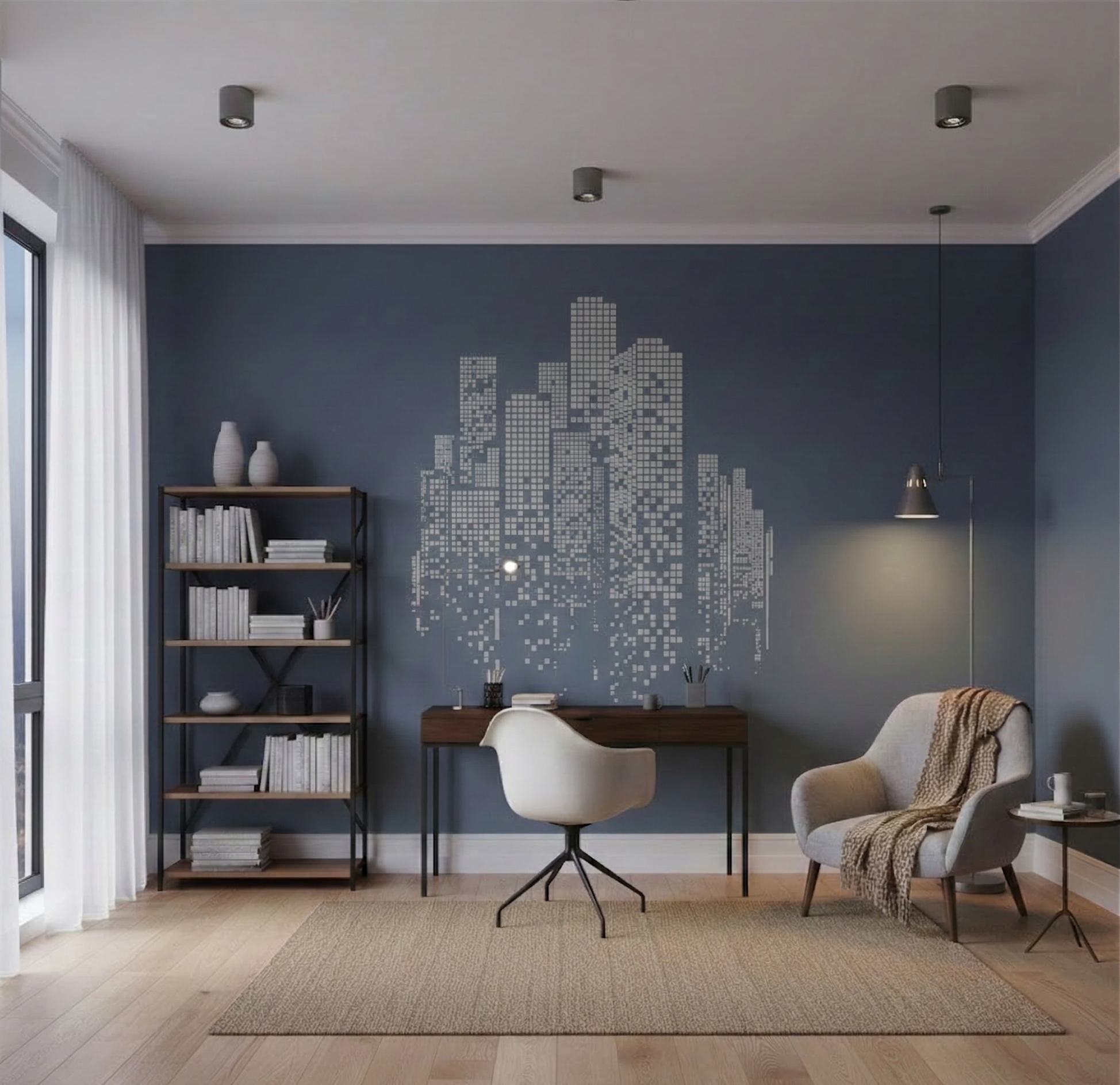 Pixel City Skyline Stencil - Image 1