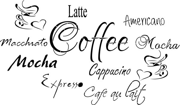 Coffee word art stencil design featuring decorative typography arranged in a creative layout for crafting or wall décor.