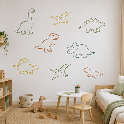 Cartoon Dinosaur Outline Stencil Set (7 pcs)