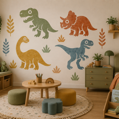 Mielas animacinis dinozaurų trafaretų rinkinys