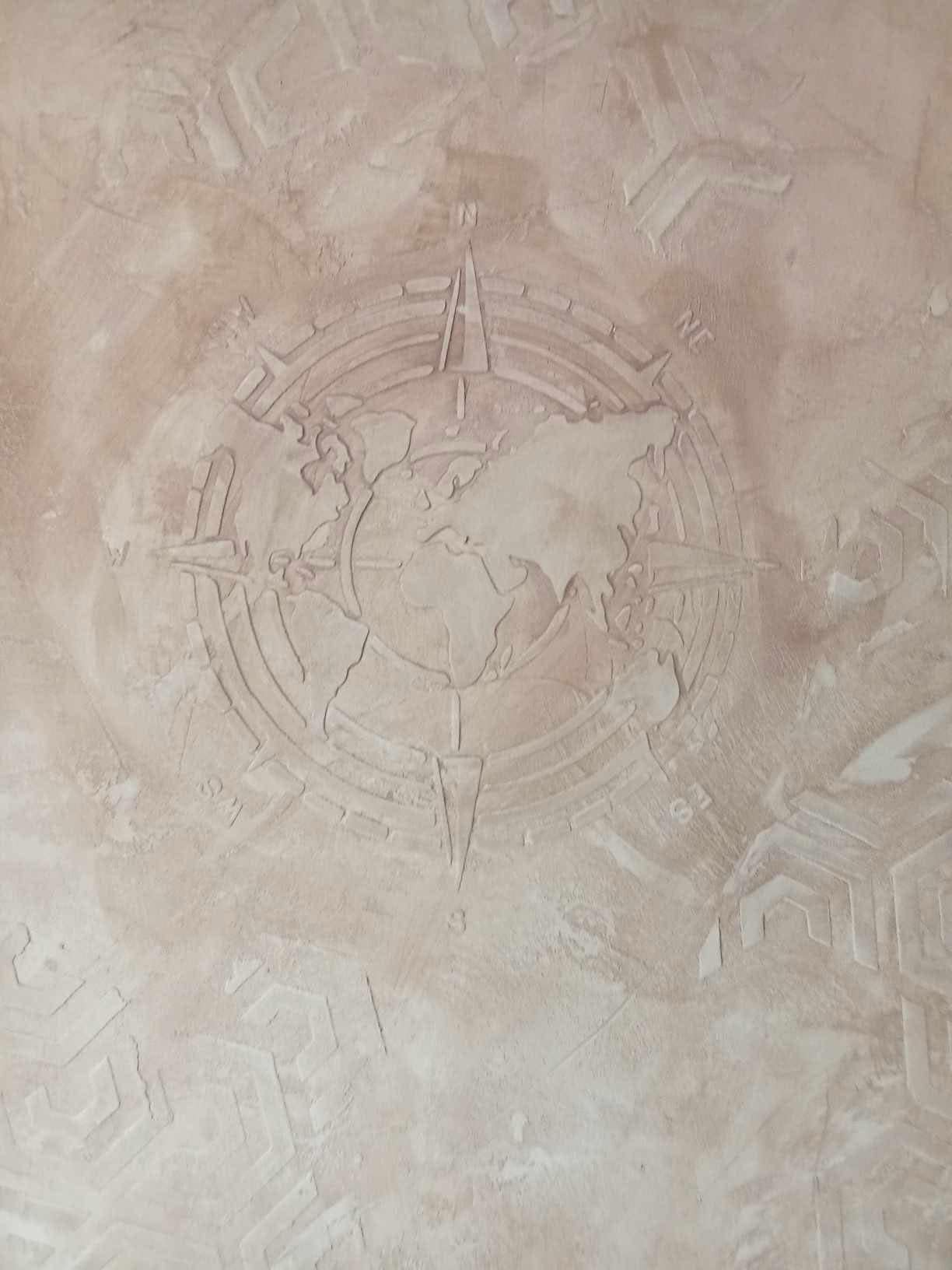 Compass Rose World Map Stencil – Nautical Wall Design - Image 2