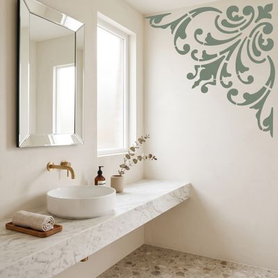 Pochoir d'Angle Élégant Damask