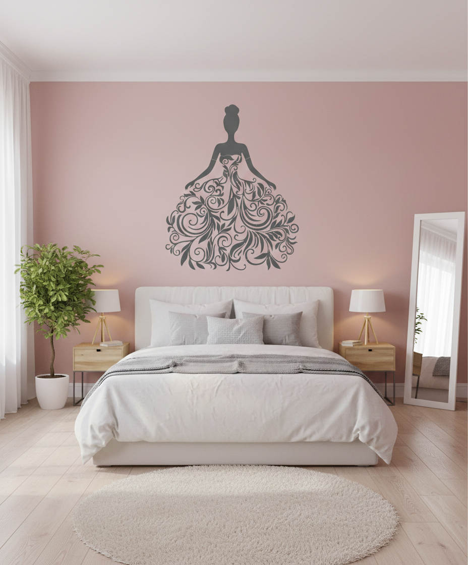 Floral Lady Silhouette Stencil - Image 2