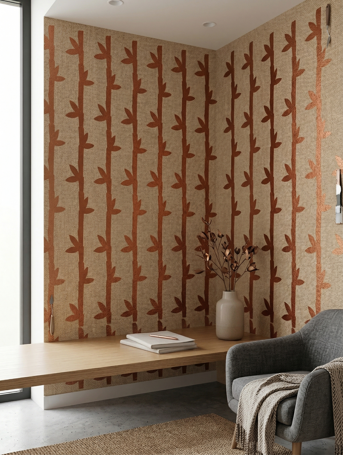 Floral Bamboo Repeat Schablon - Image 2
