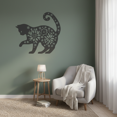 Stencil de Gato Floral