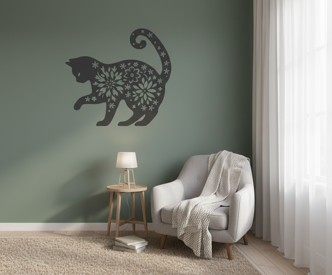 Floral Cat Stencil