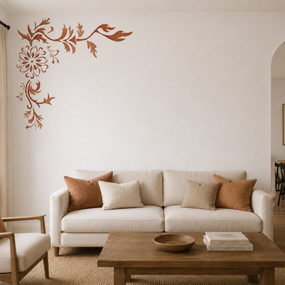 Pochoir Bordure d'Angle Floral