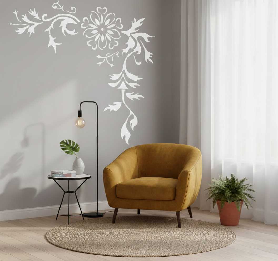 Floral Corner Border Stencil - Image 2