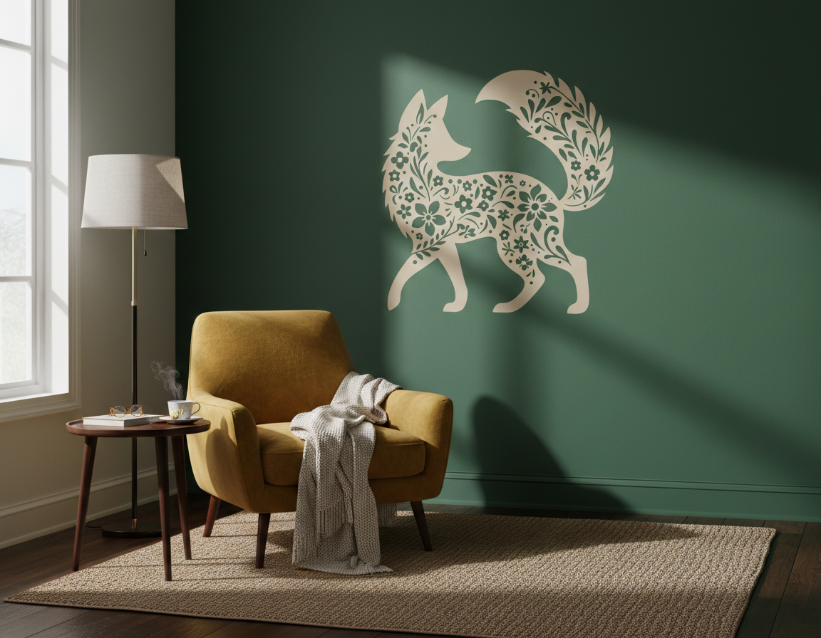 Floral Fox Stencil - Image 1