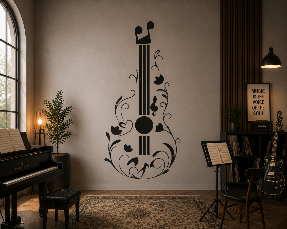 Floral Guitar Stencil