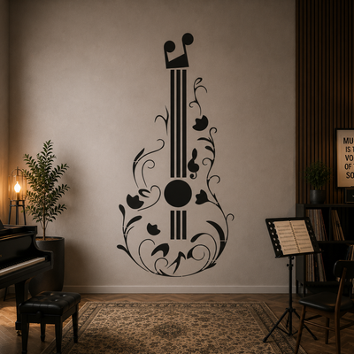 Blommig Gitarr Schablon