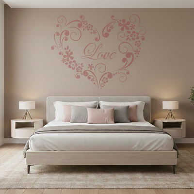 Stencil Coração de Amor Floral