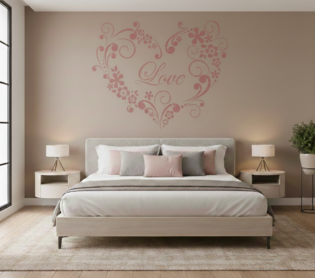 Stencil Coração de Amor Floral