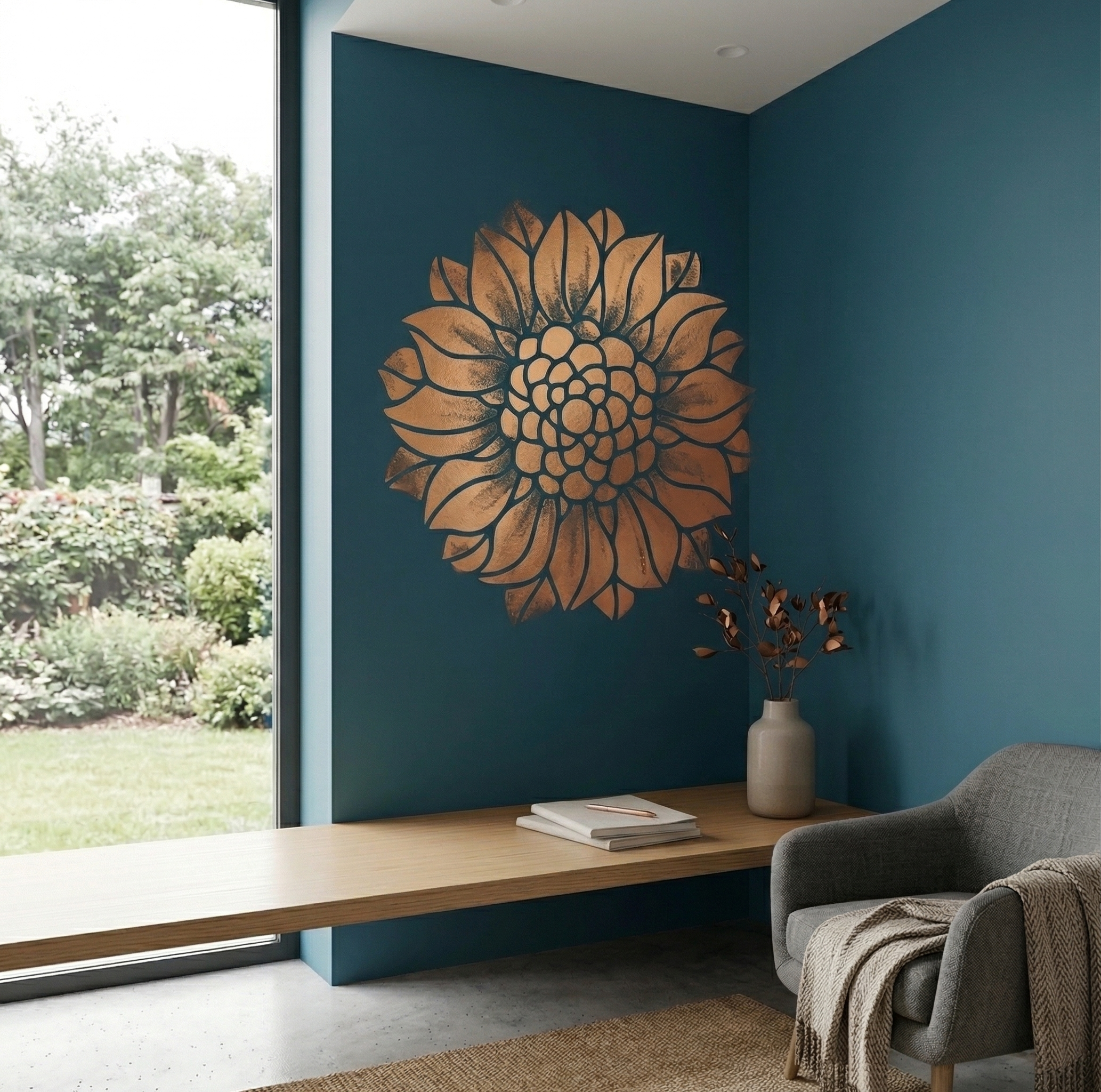 Bold Dahlia Flower Stencil - Image 2