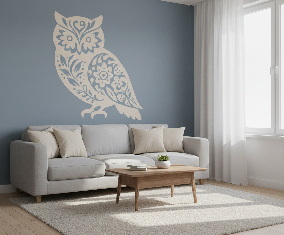 Floral Owl Stencil - Image 1
