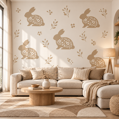 Floral Rabbit Stencil