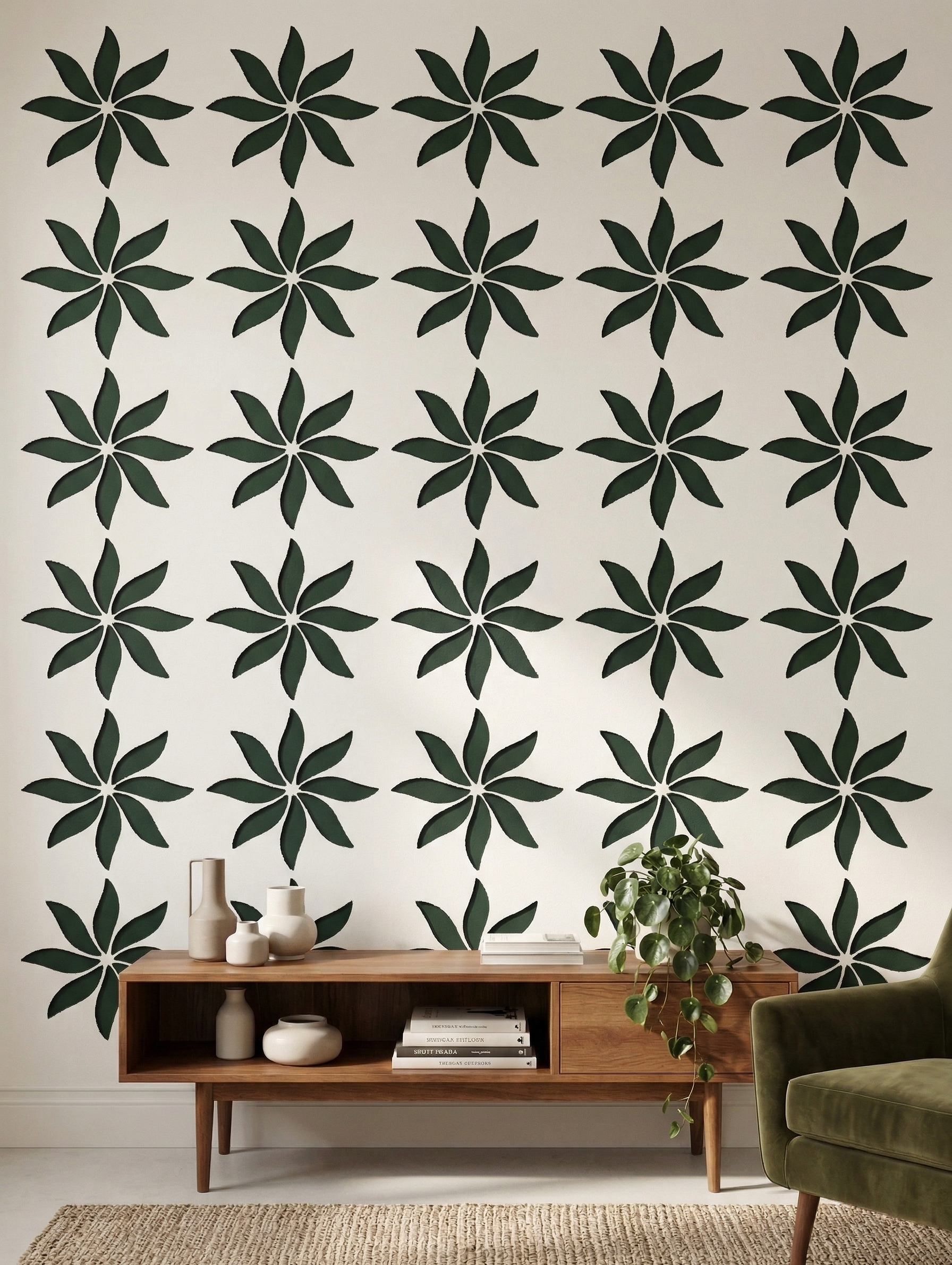 Floral Burst Wiederholungs-Schablone