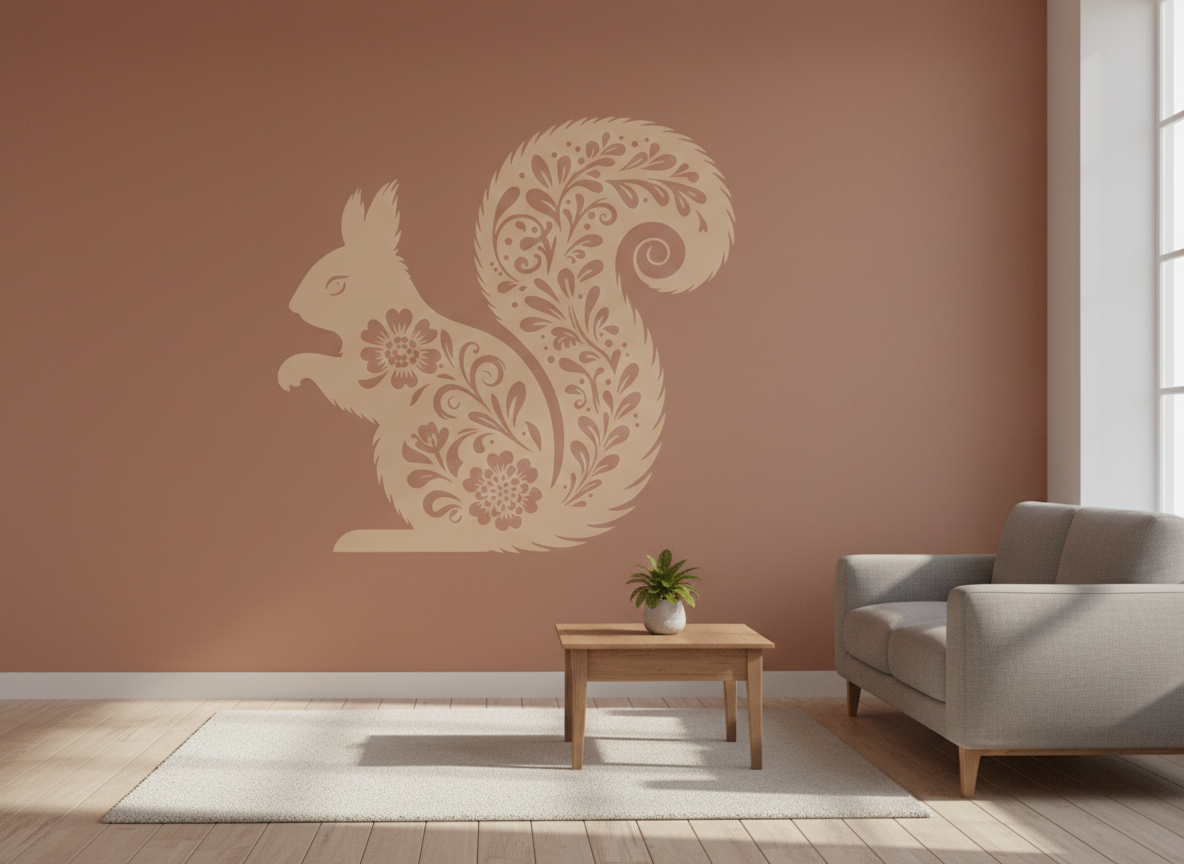 Floral Squirrel Stencil - Image 1