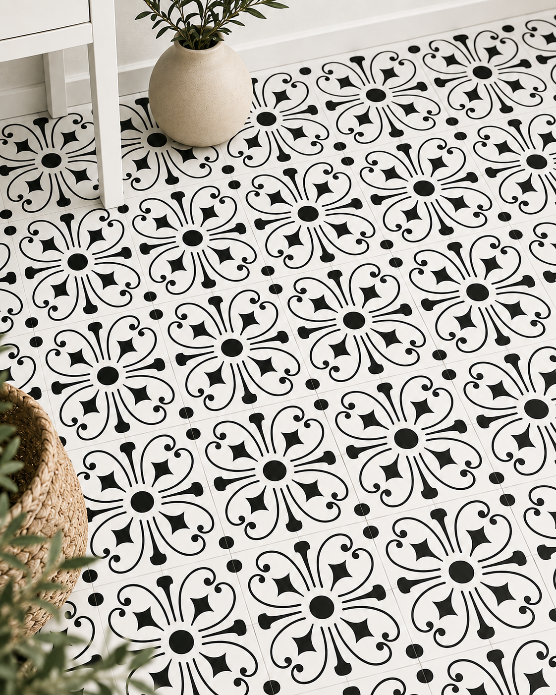 Floral Swirl Tile Stencil - Image 2