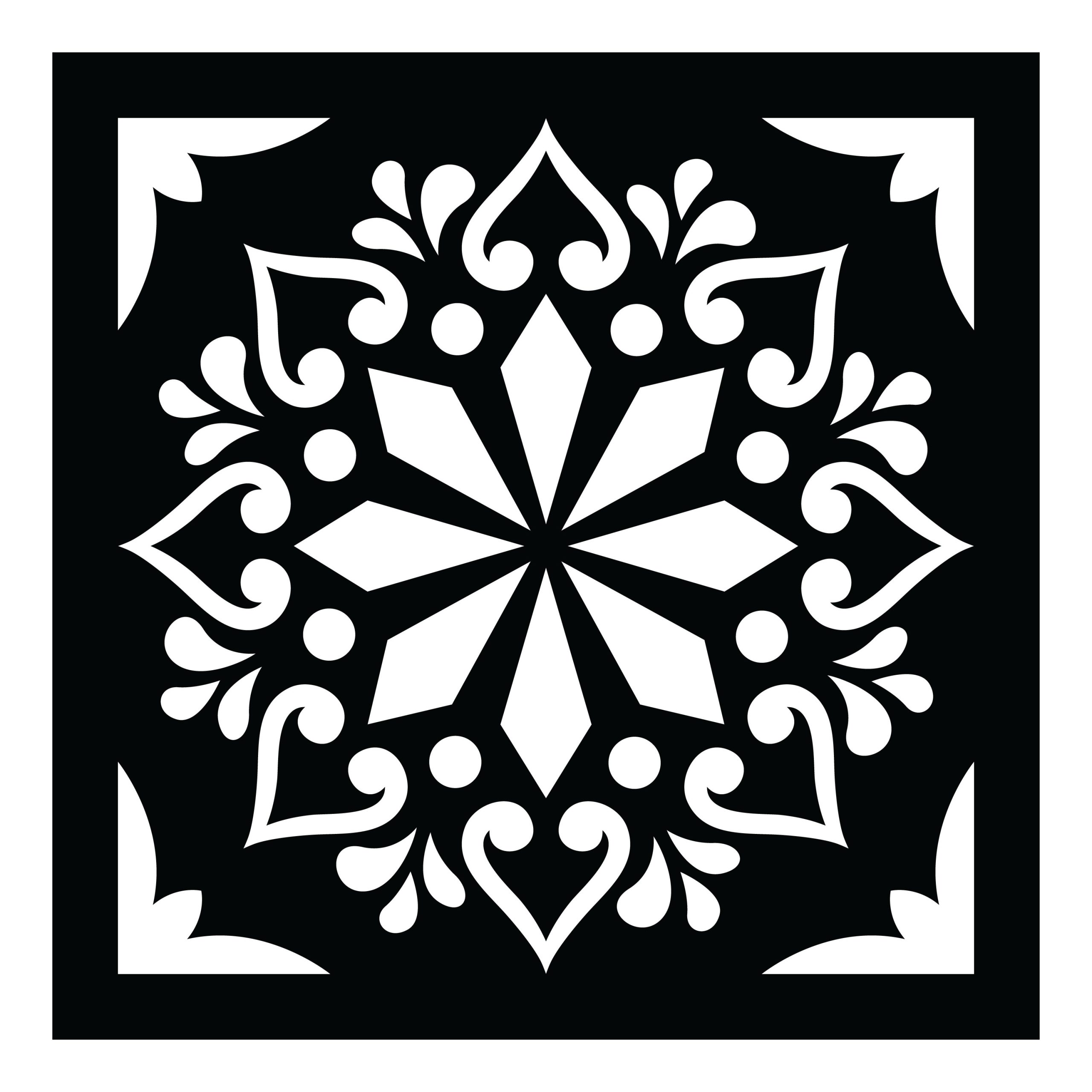 Floral Tile Heart Mandala Stencil