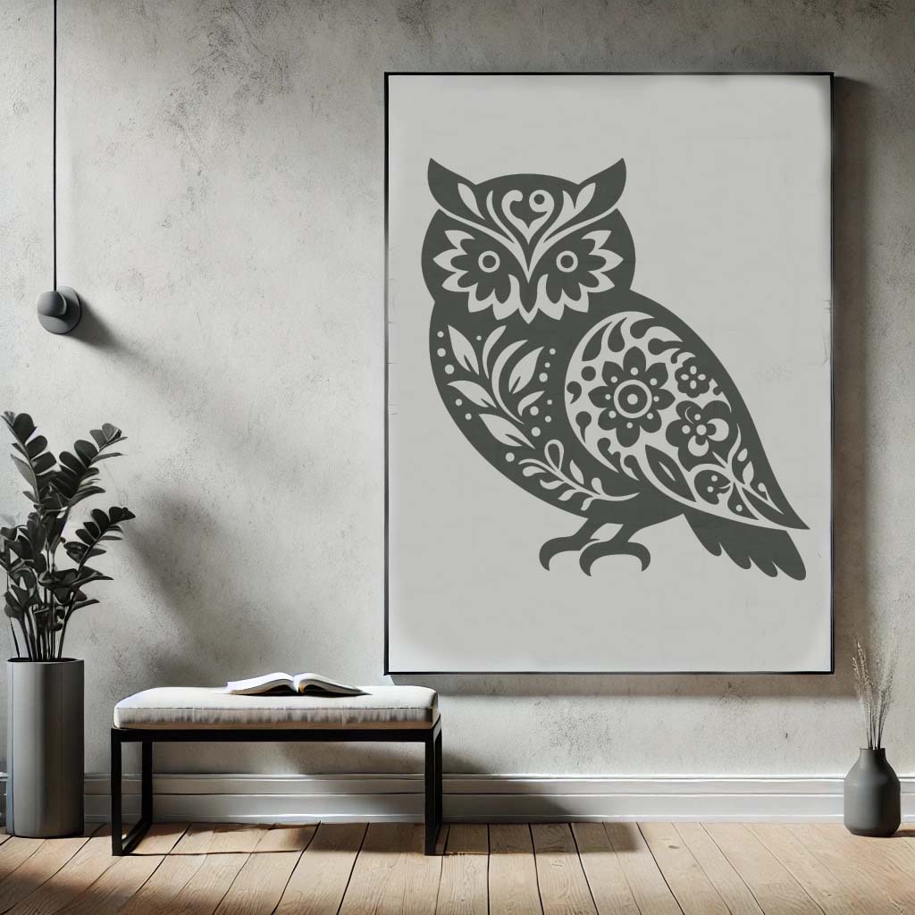 Floral Owl Stencil - Image 2