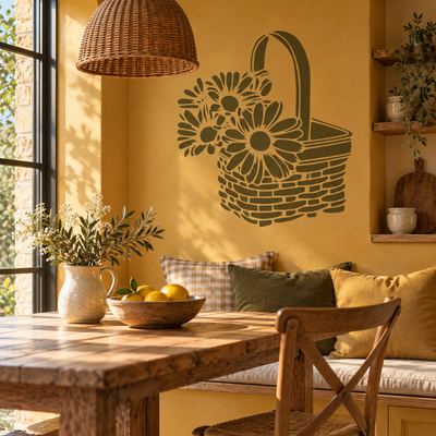 Flower Basket Stencil