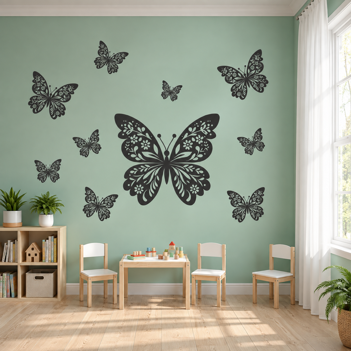 Flying Butterfly Silhouette Stencil - Image 3