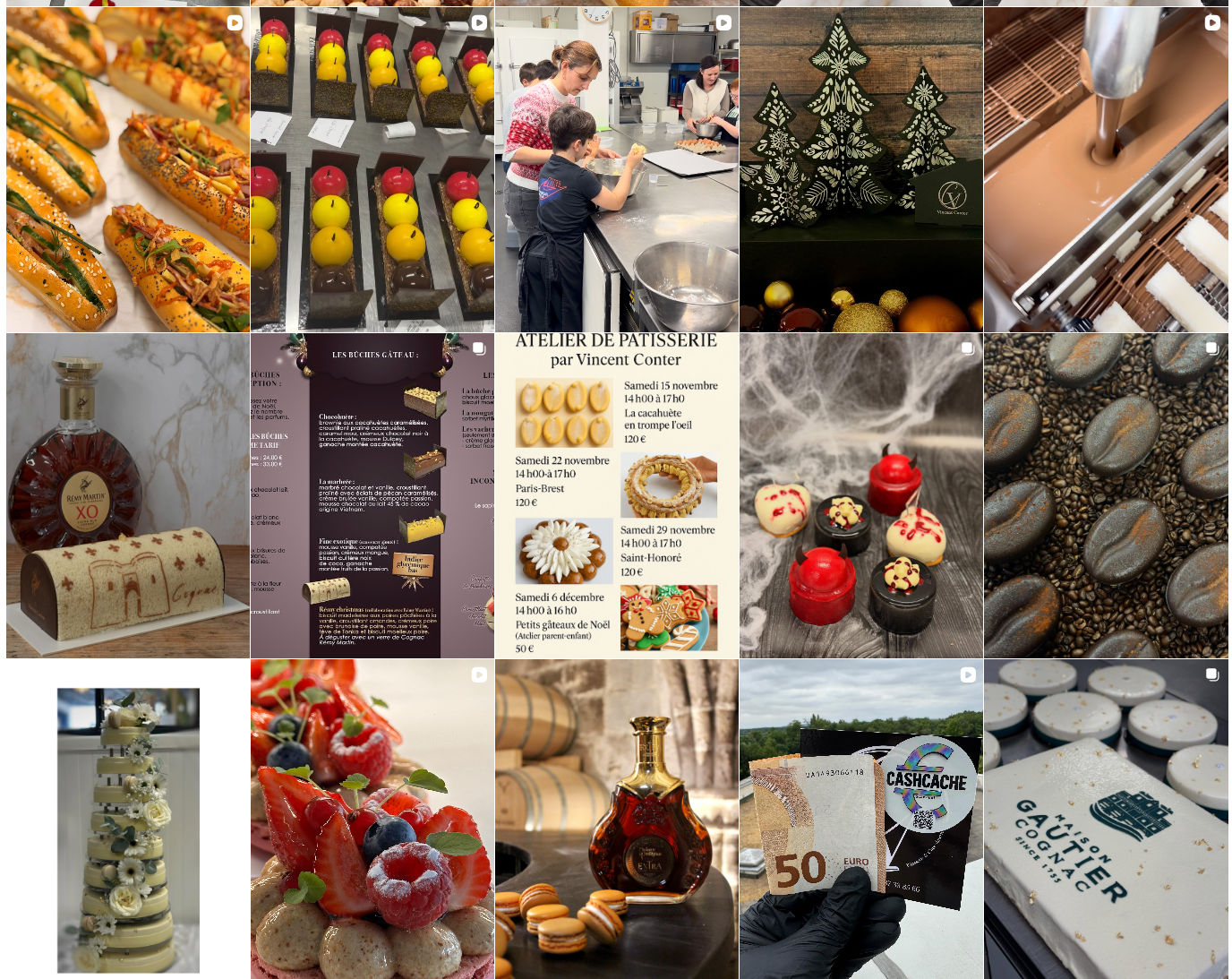 selection of French patisserie desserts and cakes from Cognac pastry chef collaboration