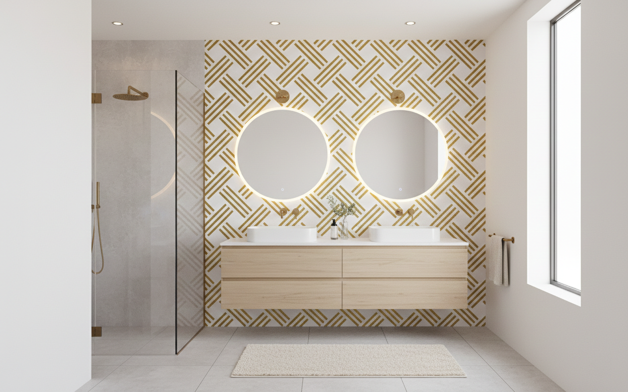 Geometric Weave Pattern Stencil