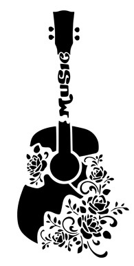 Guitar & Roses Music Stencil - Image 3