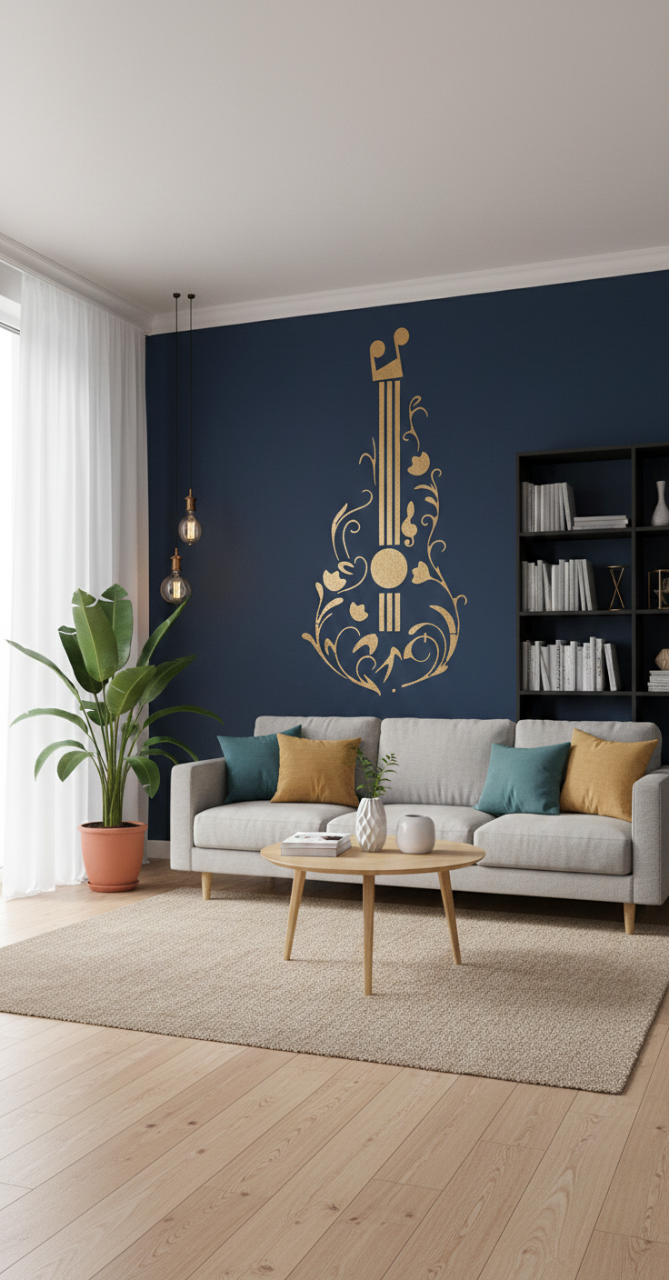 Guitar & Roses Music Stencil - Image 2