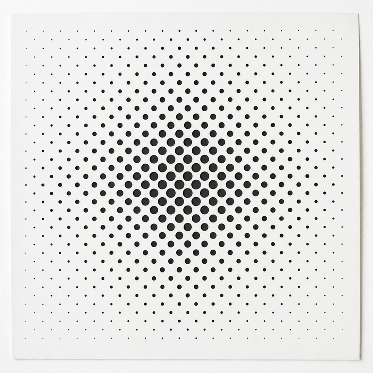 Halftone dot gradient pattern showing variation in dot size and spacing