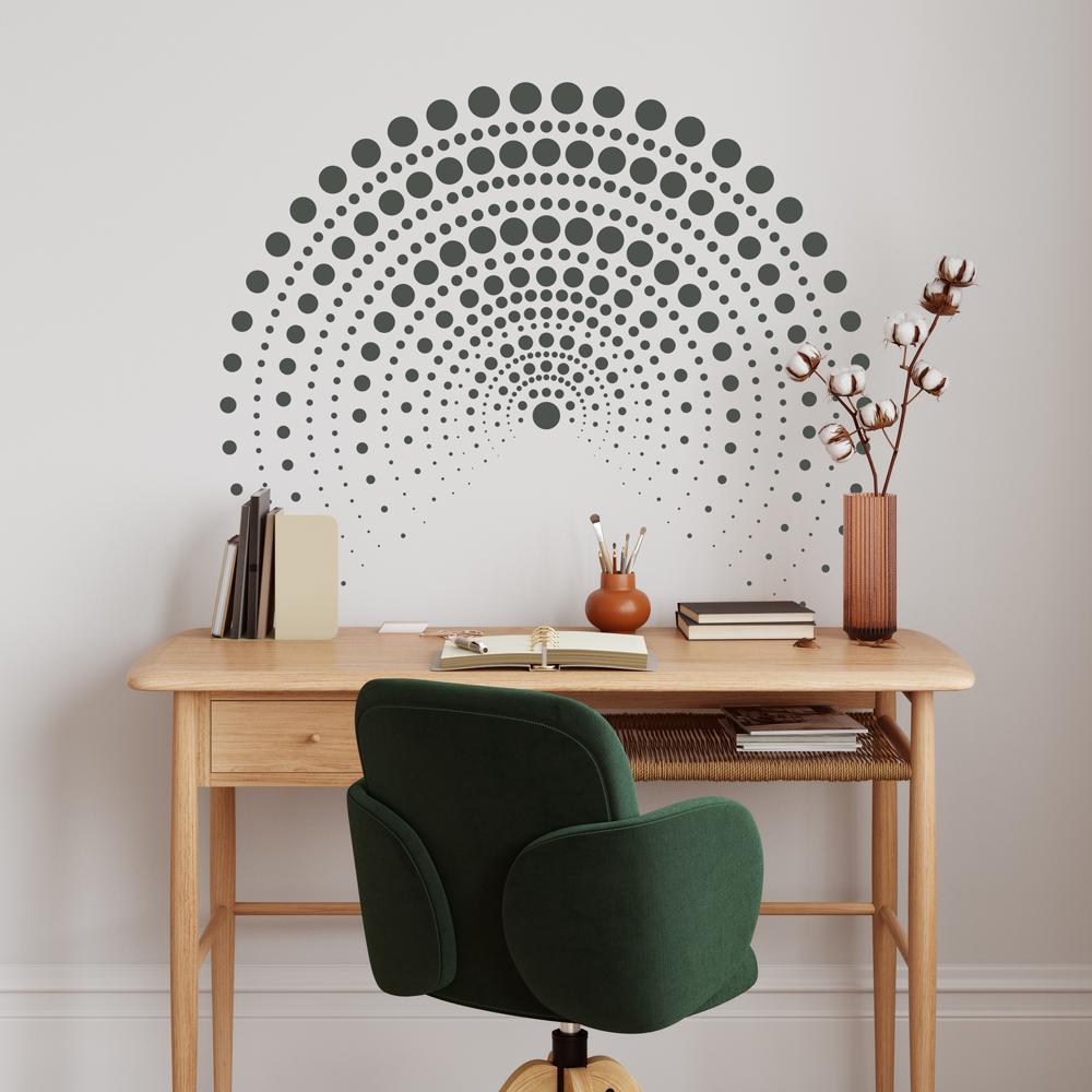 Modern wall art created with halftone dot stencil pattern for interior design and home decor