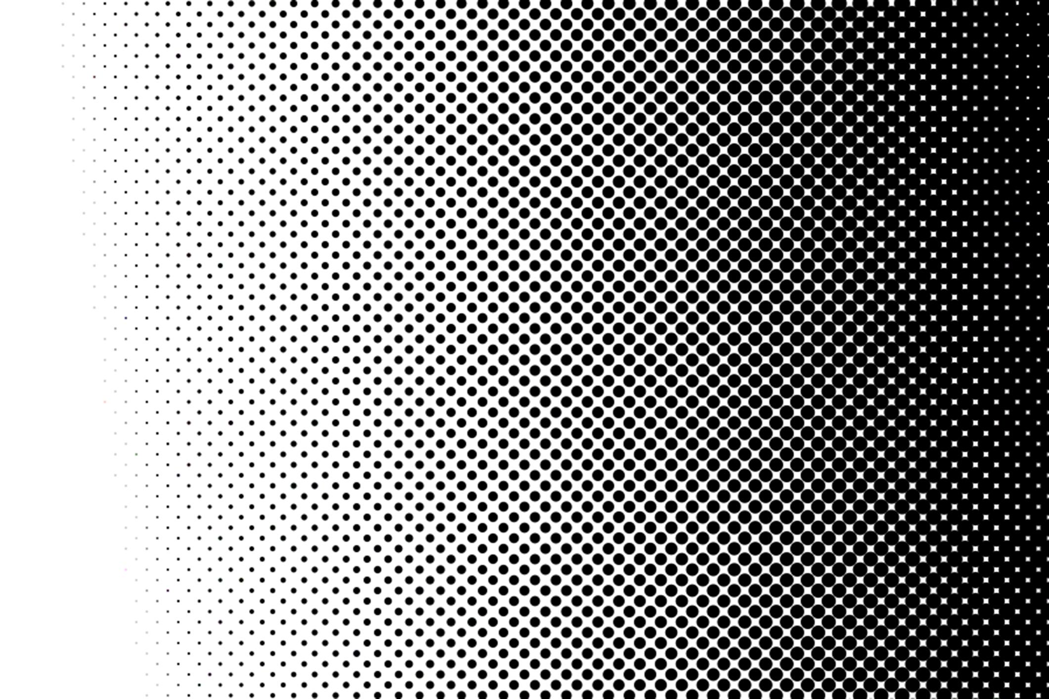 Halftone dots transition from light to dark demonstrating depth and gradient effect
