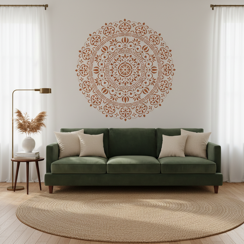 Intricate Floral Mandala Stencil - Image 1