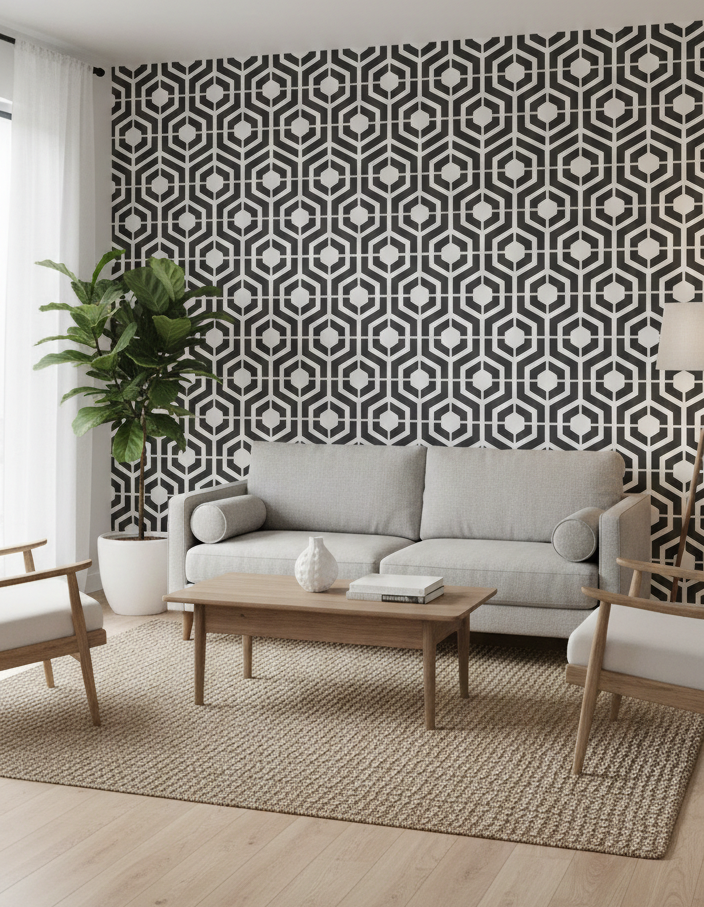 Modern Hexagon Pattern Stencil - Image 2