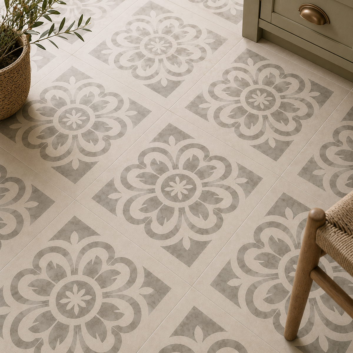 Ornamental Bloom Tile Stencil - Image 1