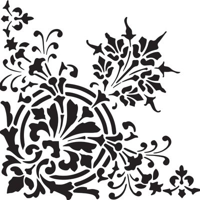 Estêncil de Canto Floral Ornamental