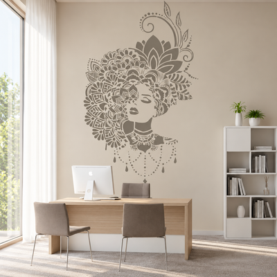 Ornamentaalne Naise Mandala Šabloon