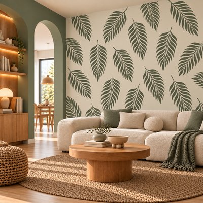 Palm Leaf Tropical Wall Stencil